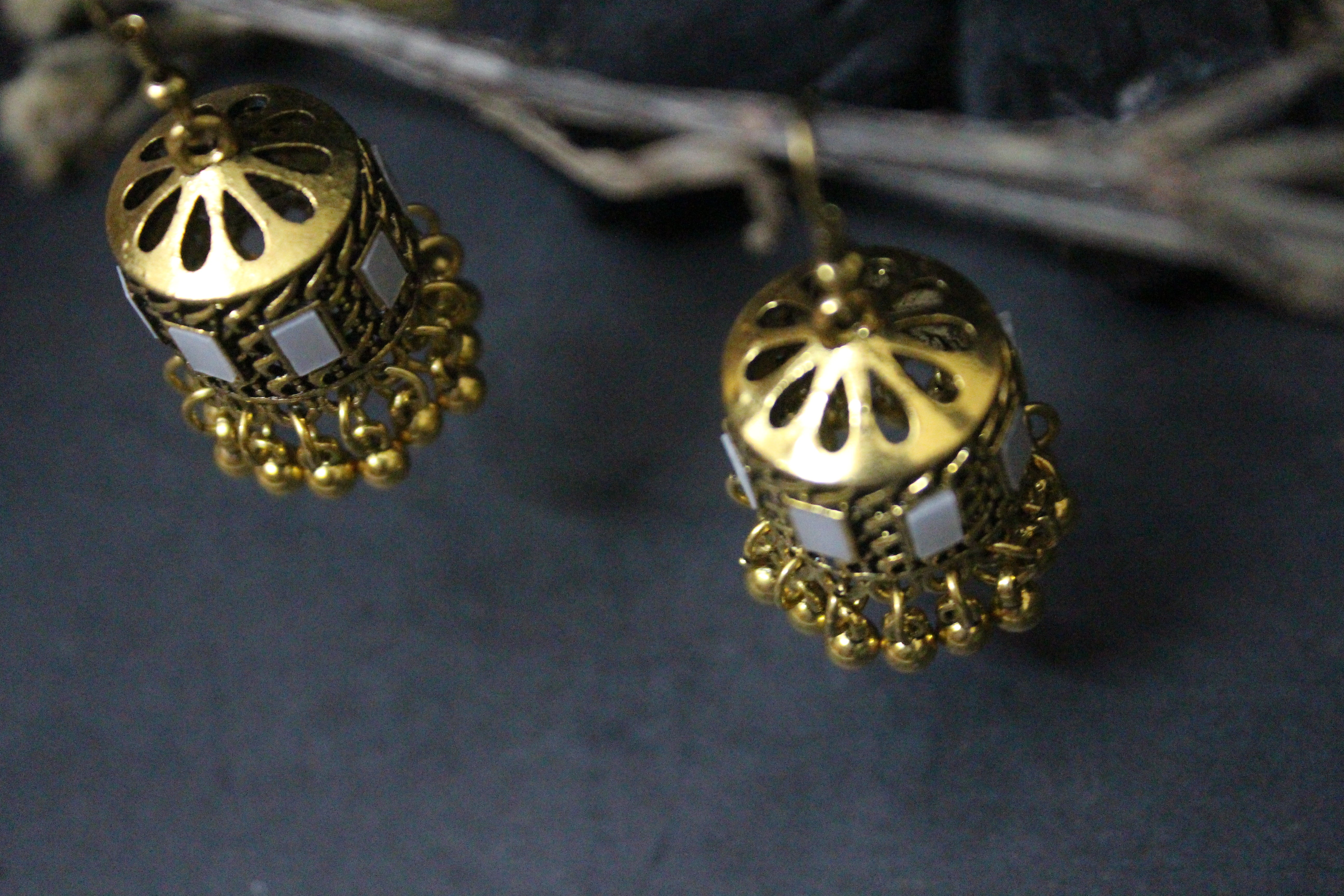 Antique Mirror Silver Jhumkay