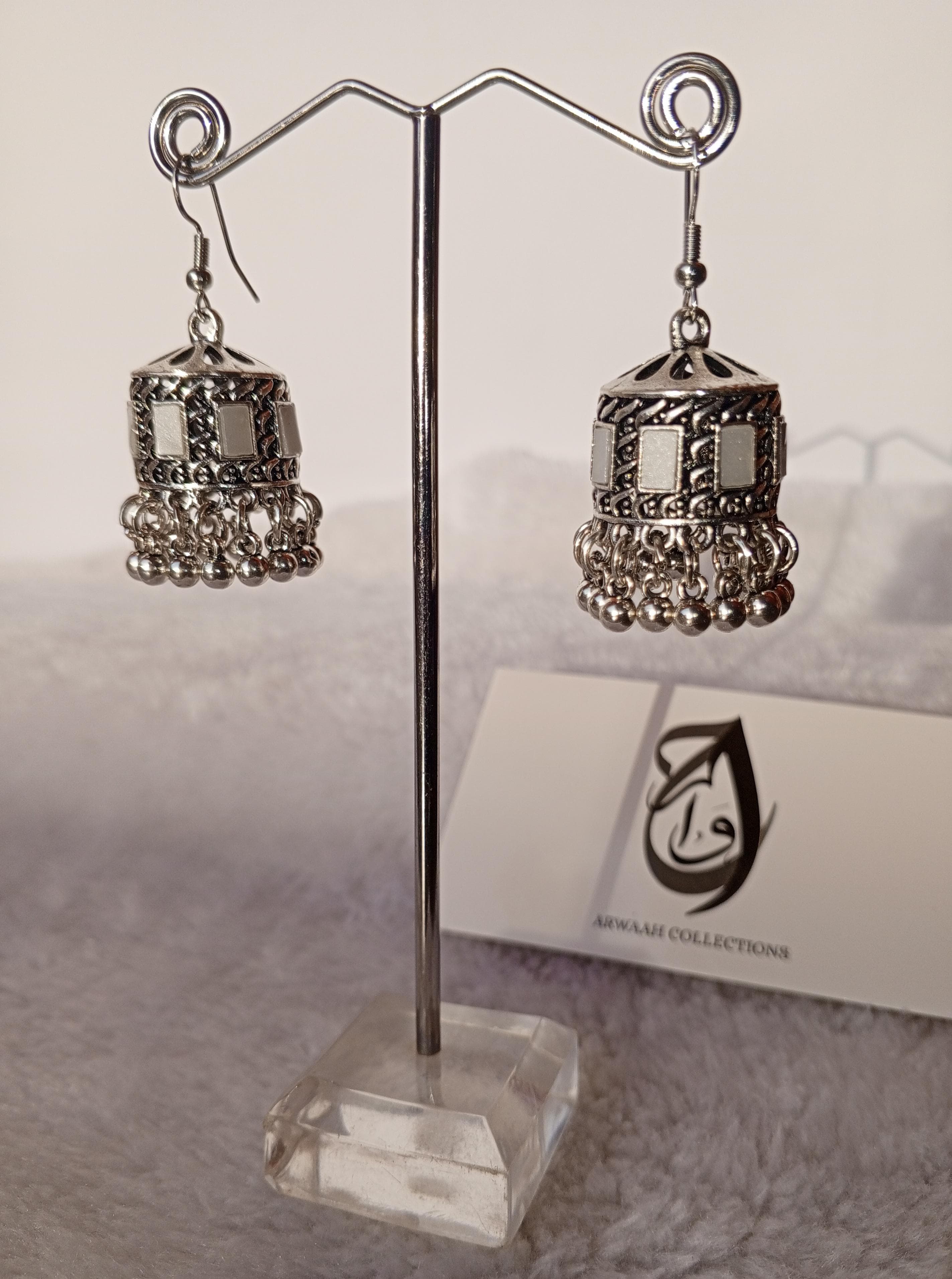 Antique Mirror Silver Jhumkay