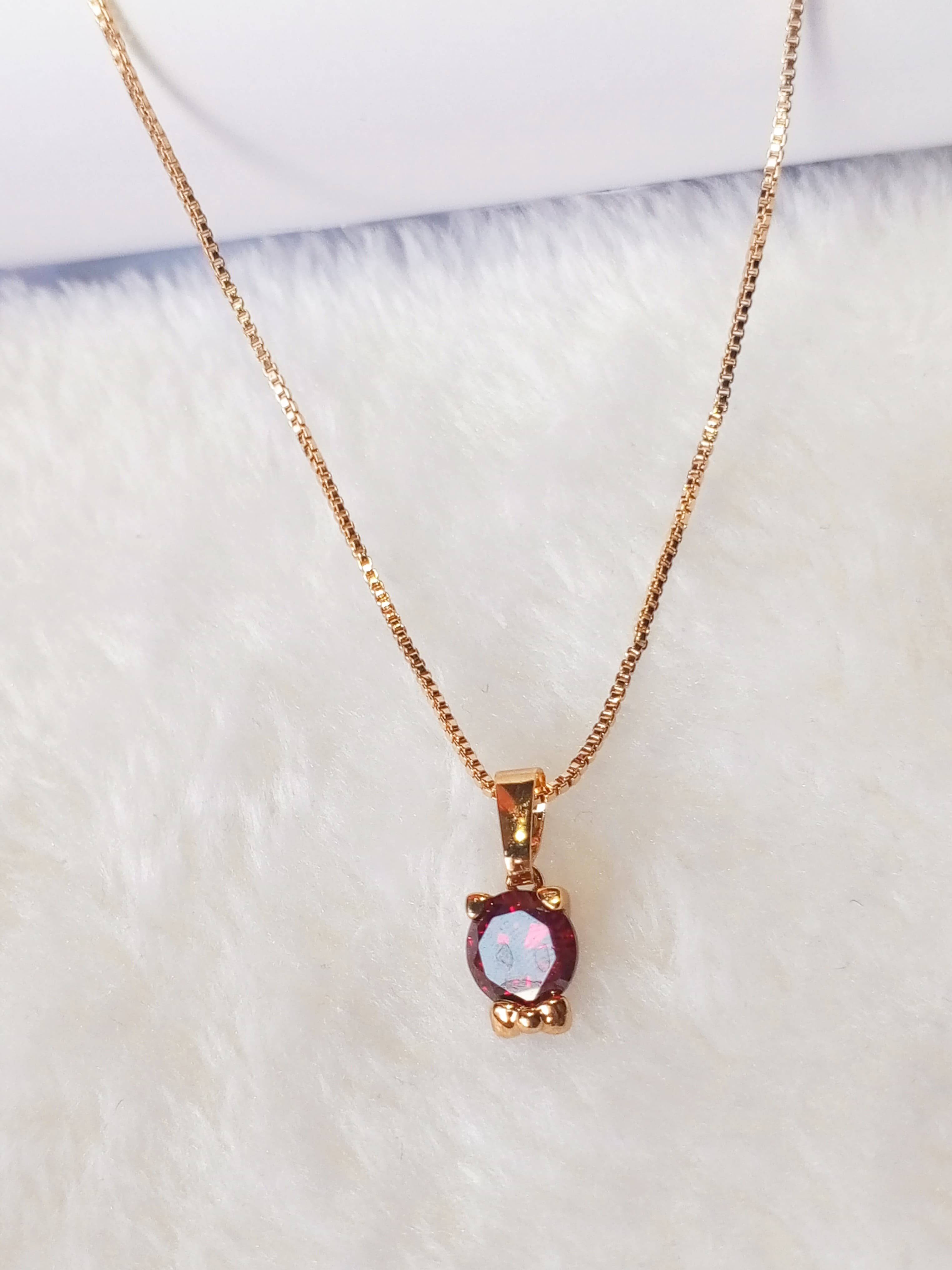 Crimson Solitaire Charm Necklace