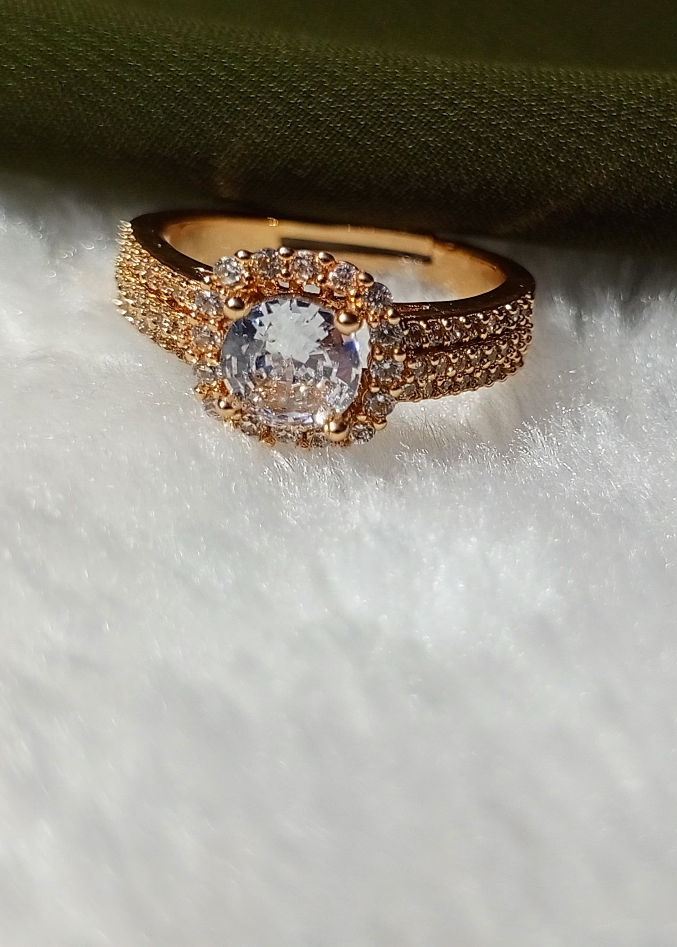 Adjustable Golden Zircon Ring