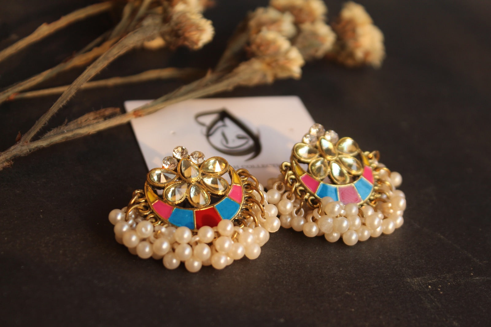 Colorful Kundan-Inspired Studs