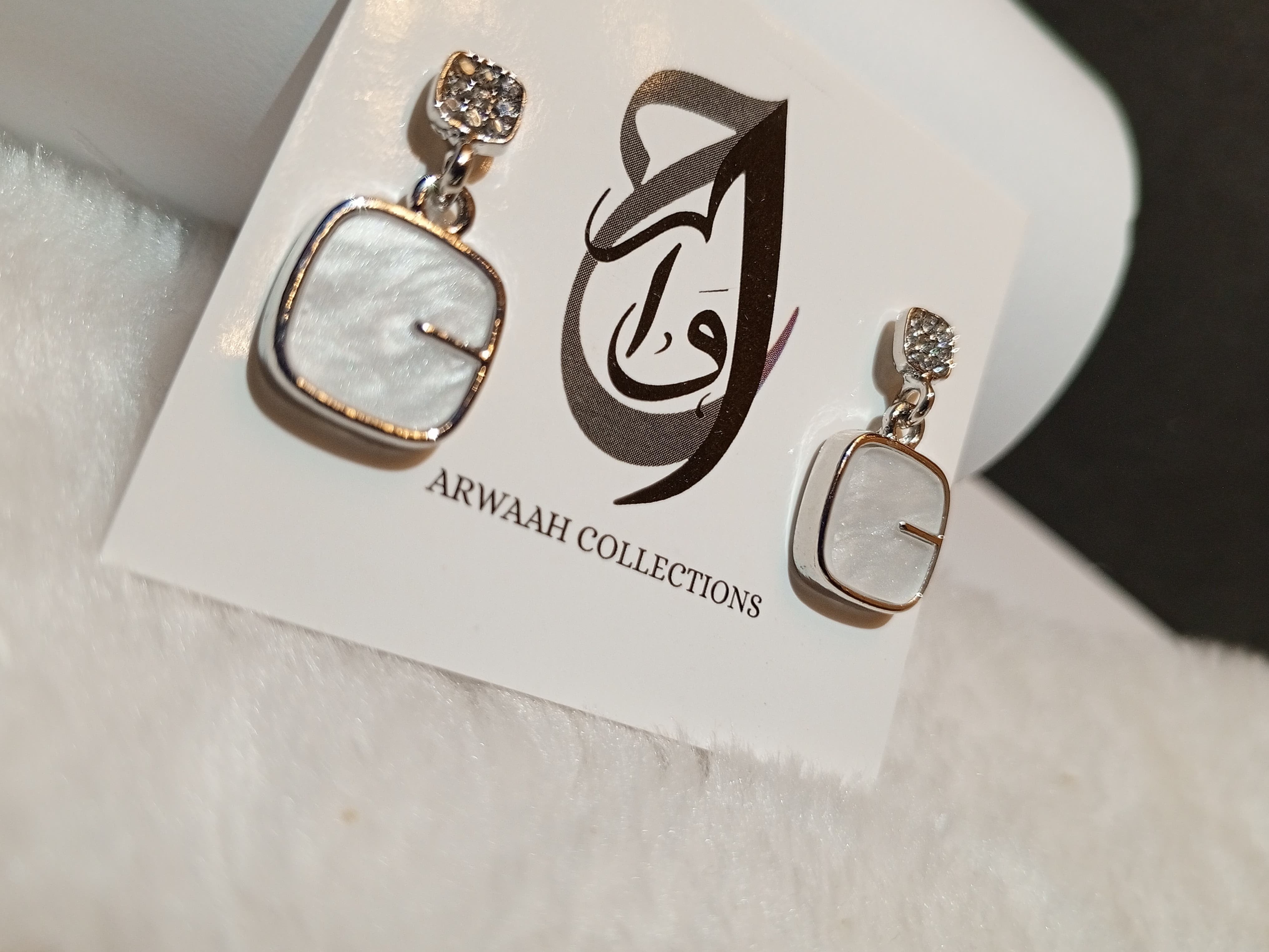 Silver-Plated Earrings with Glossy Stone Drop – ARWAAH COLLECTIONS