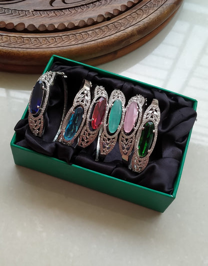 Indian AD Jhadao Stone Openable Bangle (Each)