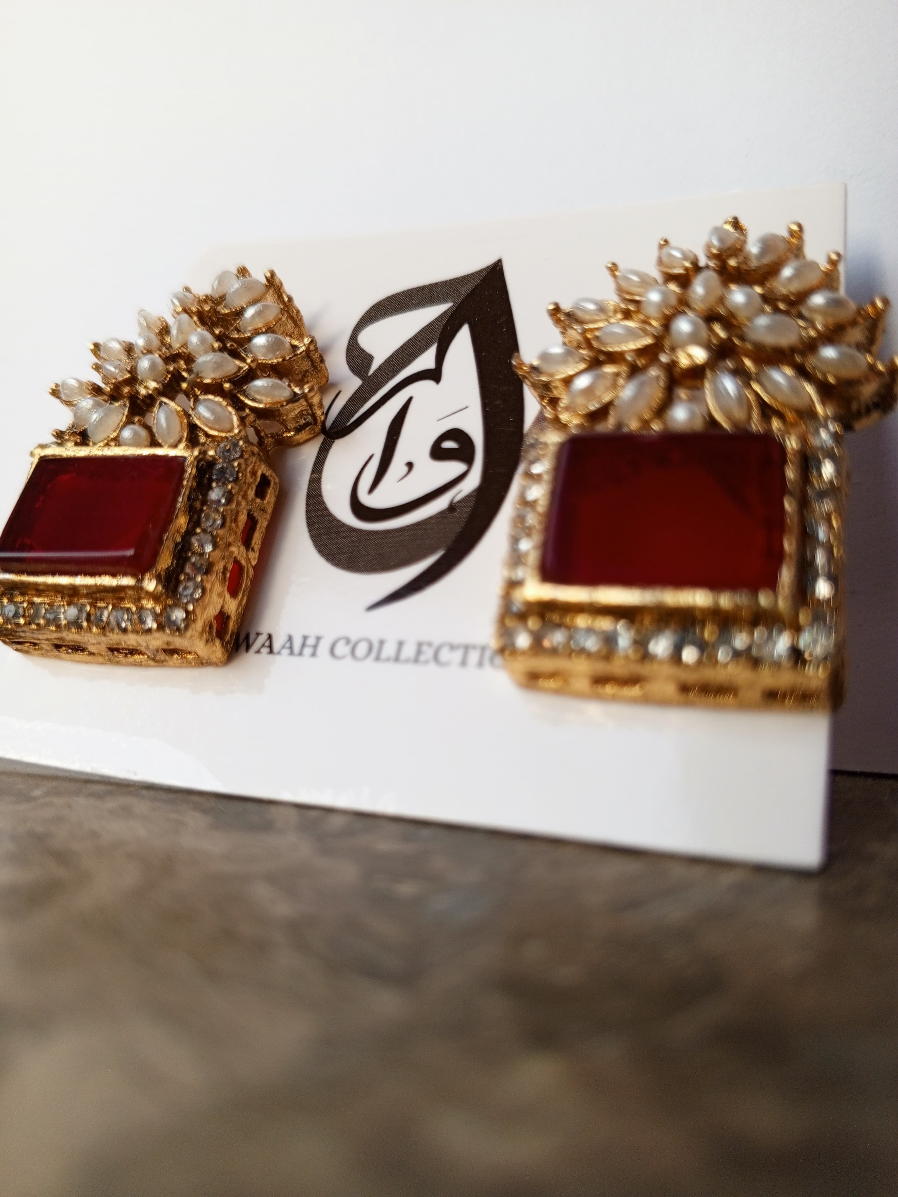 Zircon Embellished Gold-Plated Earrings with Pearl Detailing – ARWAAH COLLECTIONS