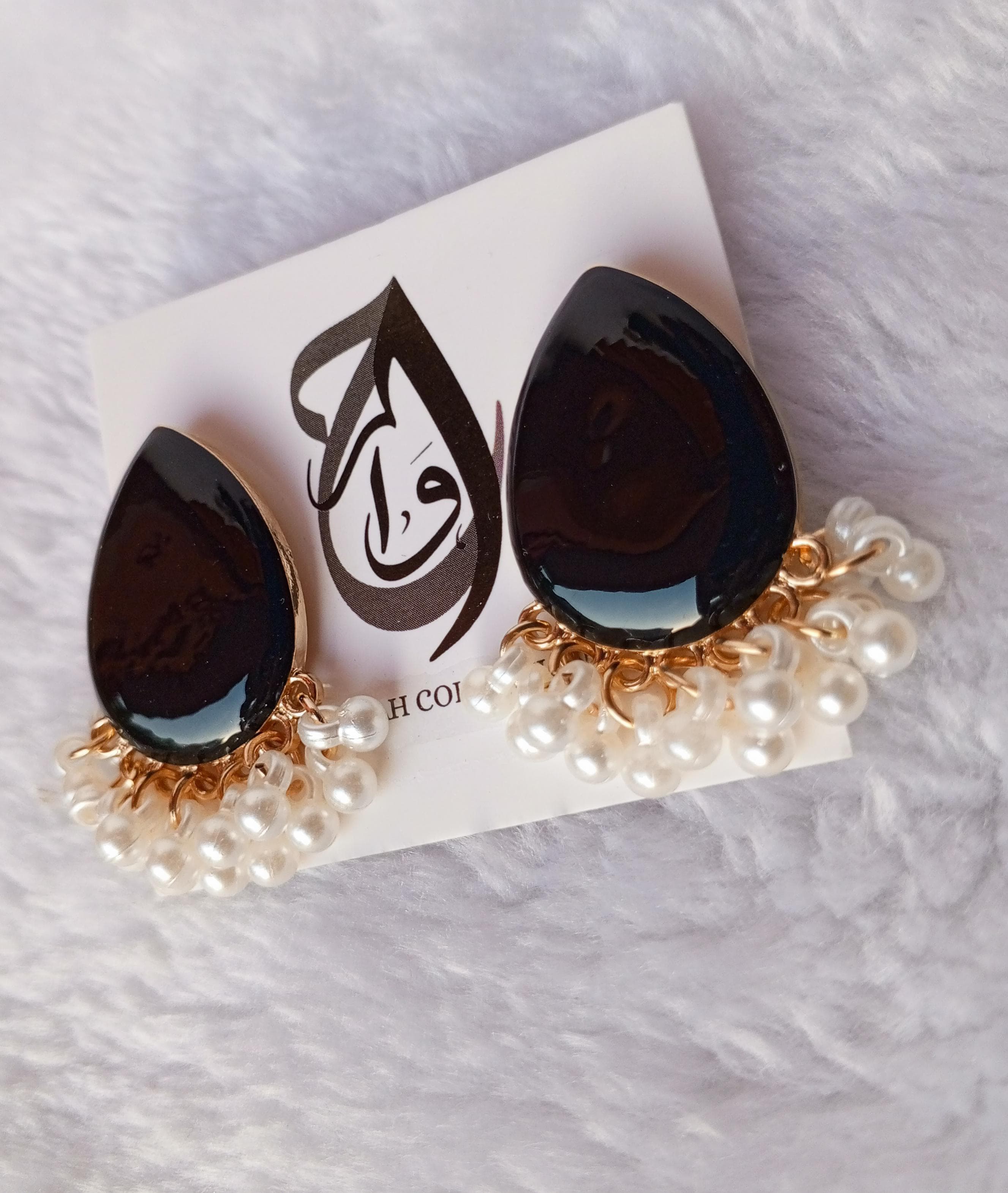 Bold Teardrop Enamel Earrings with Pearl Fringe – ARWAAH COLLECTIONS