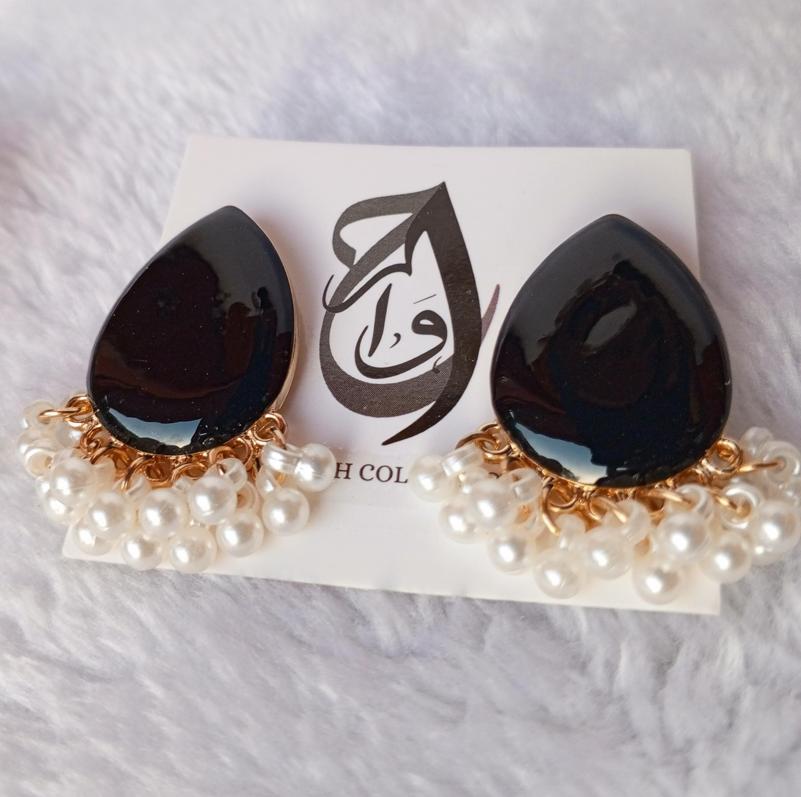 Bold Teardrop Enamel Earrings with Pearl Fringe – ARWAAH COLLECTIONS