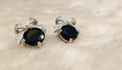 Navy Blue Bow Stud Earrings – ARWAAH COLLECTIONS