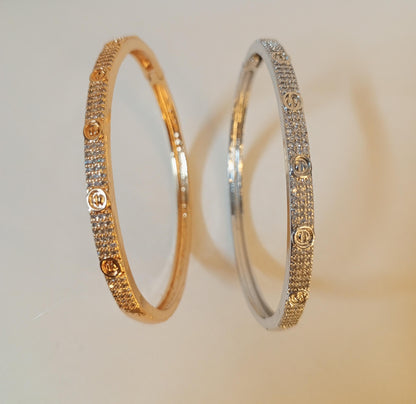 Sparkling Crystal Bangle – Gold & Silver