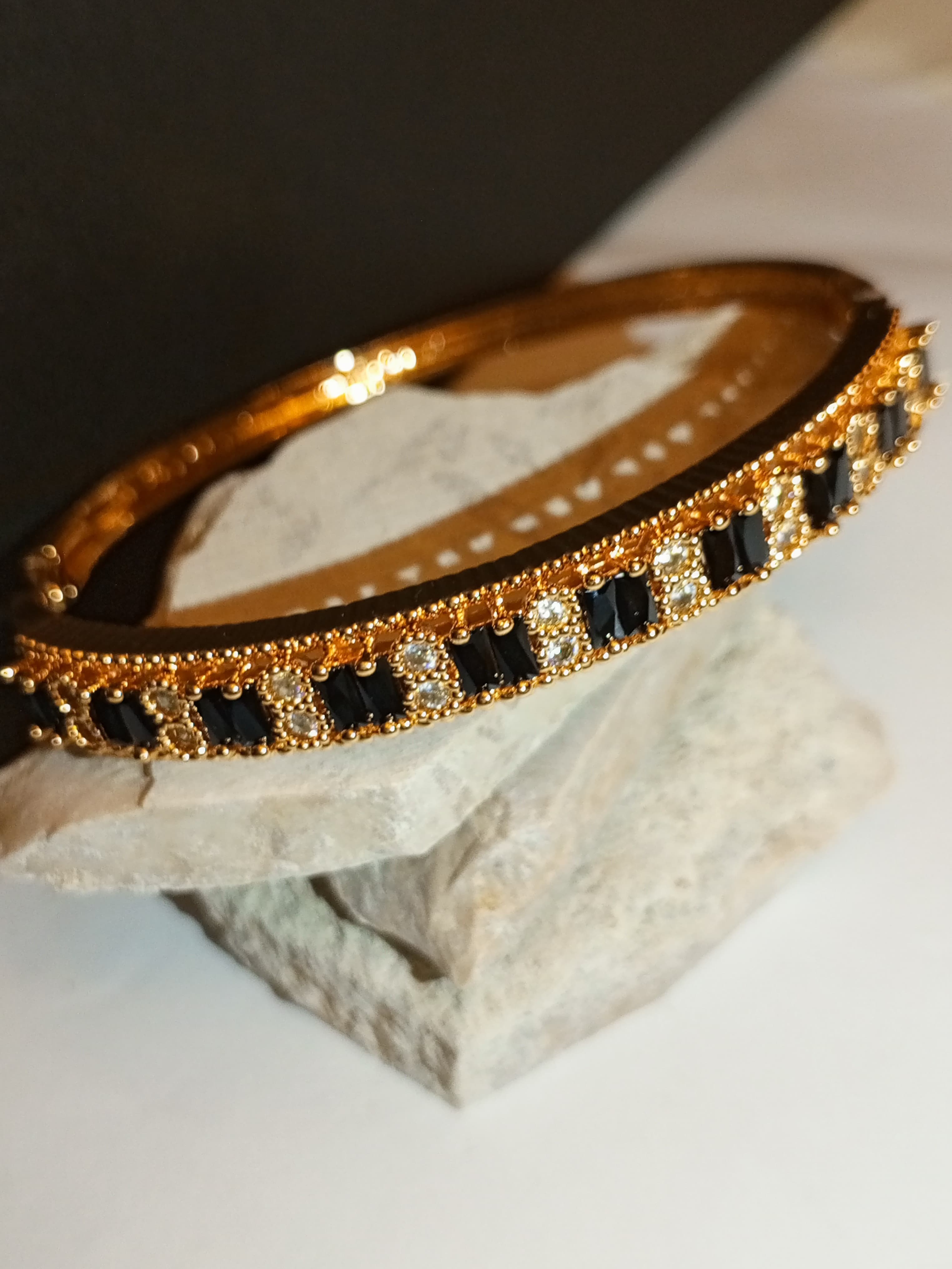 Black Stone Golden Bracelet