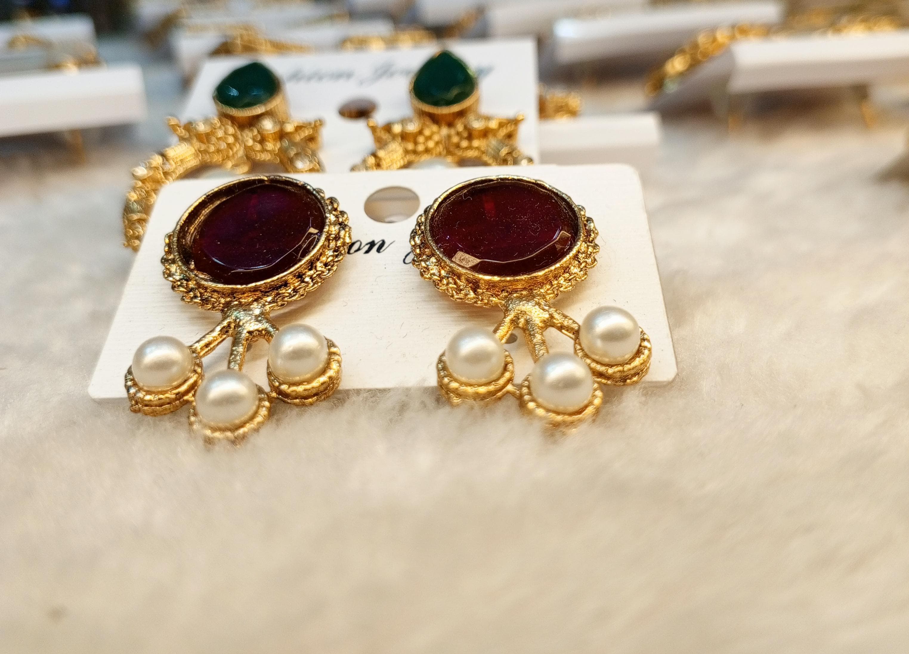Ruby Zircon Pearl Drop Studs – ARWAAH COLLECTIONS