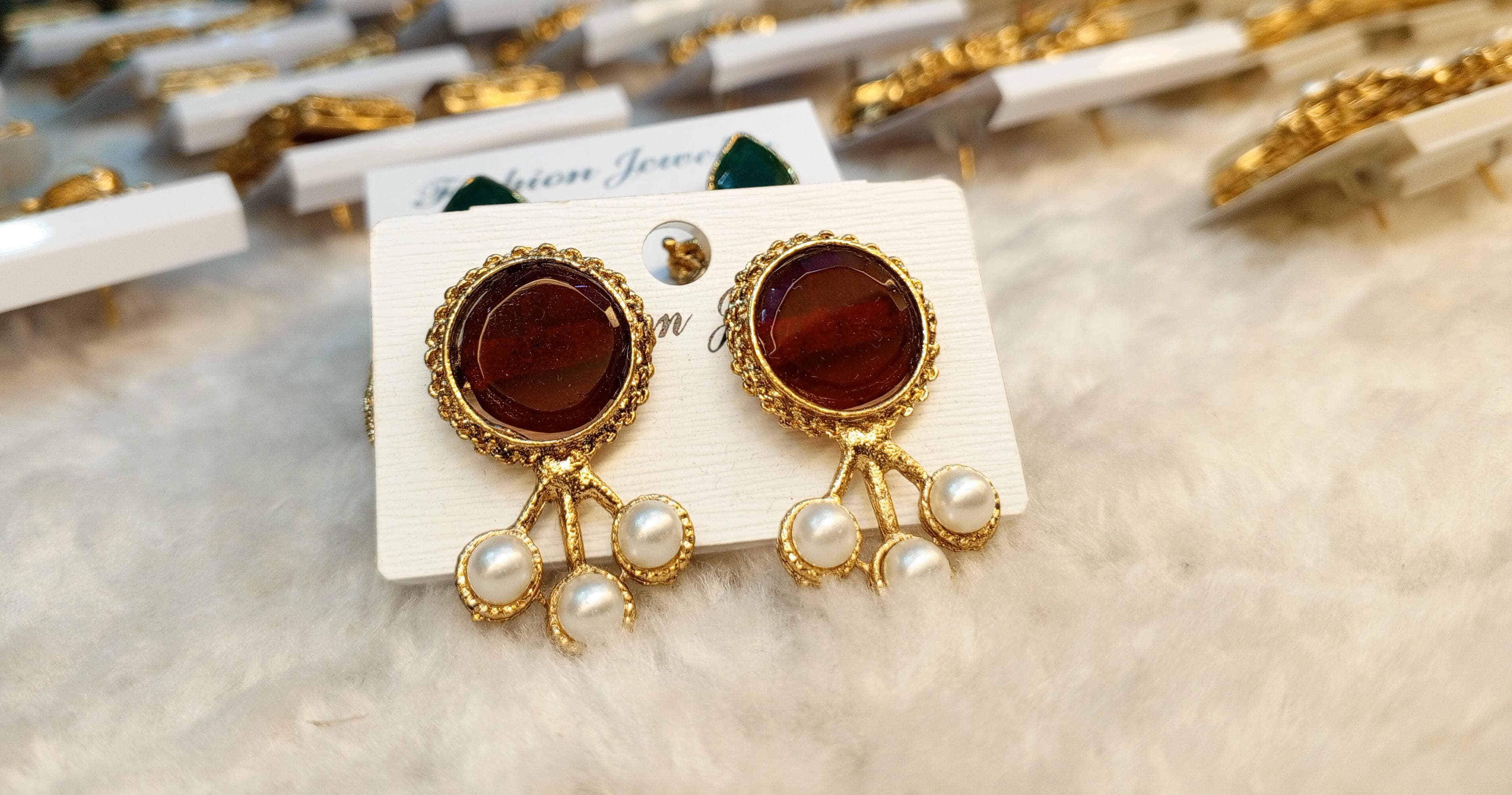 Ruby Zircon Pearl Drop Studs – ARWAAH COLLECTIONS