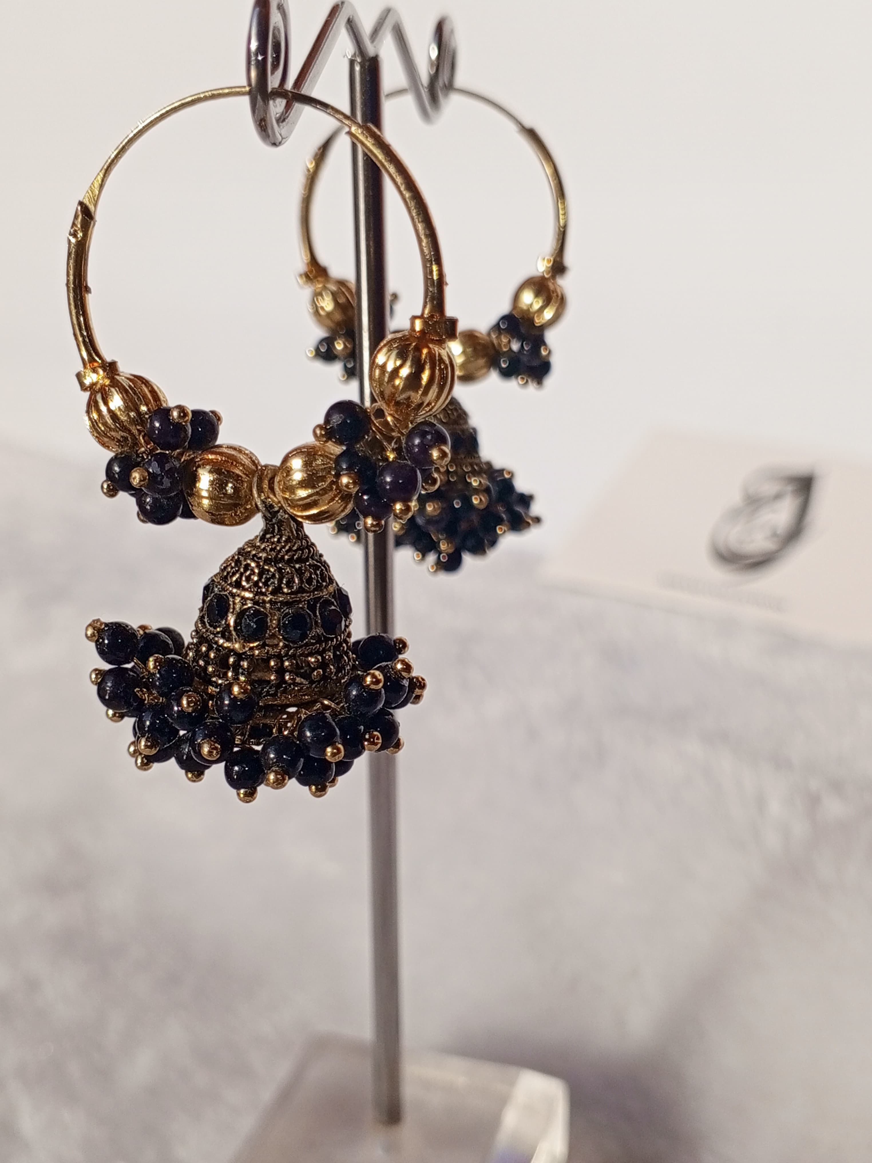 Midnight Gold Jhumka Hoops