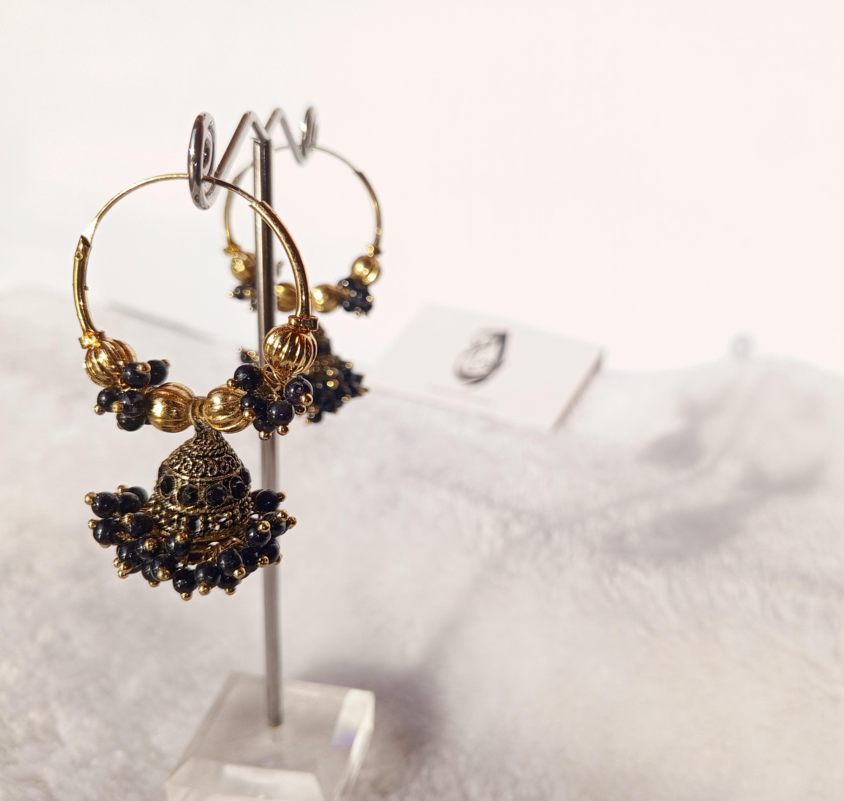 Midnight Gold Jhumka Hoops
