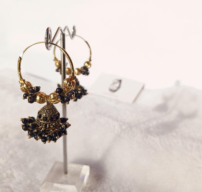 Midnight Gold Jhumka Hoops