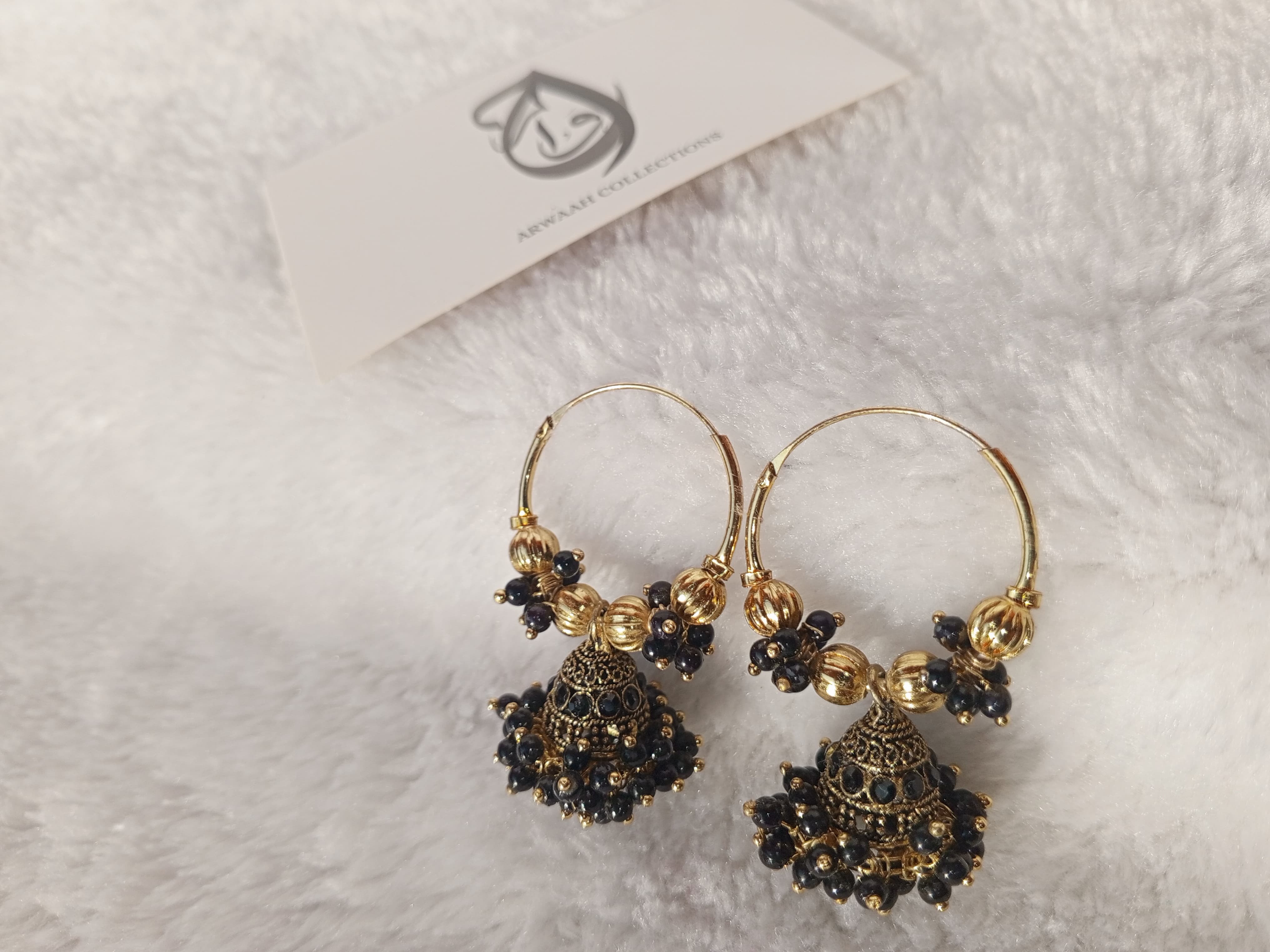 Midnight Gold Jhumka Hoops