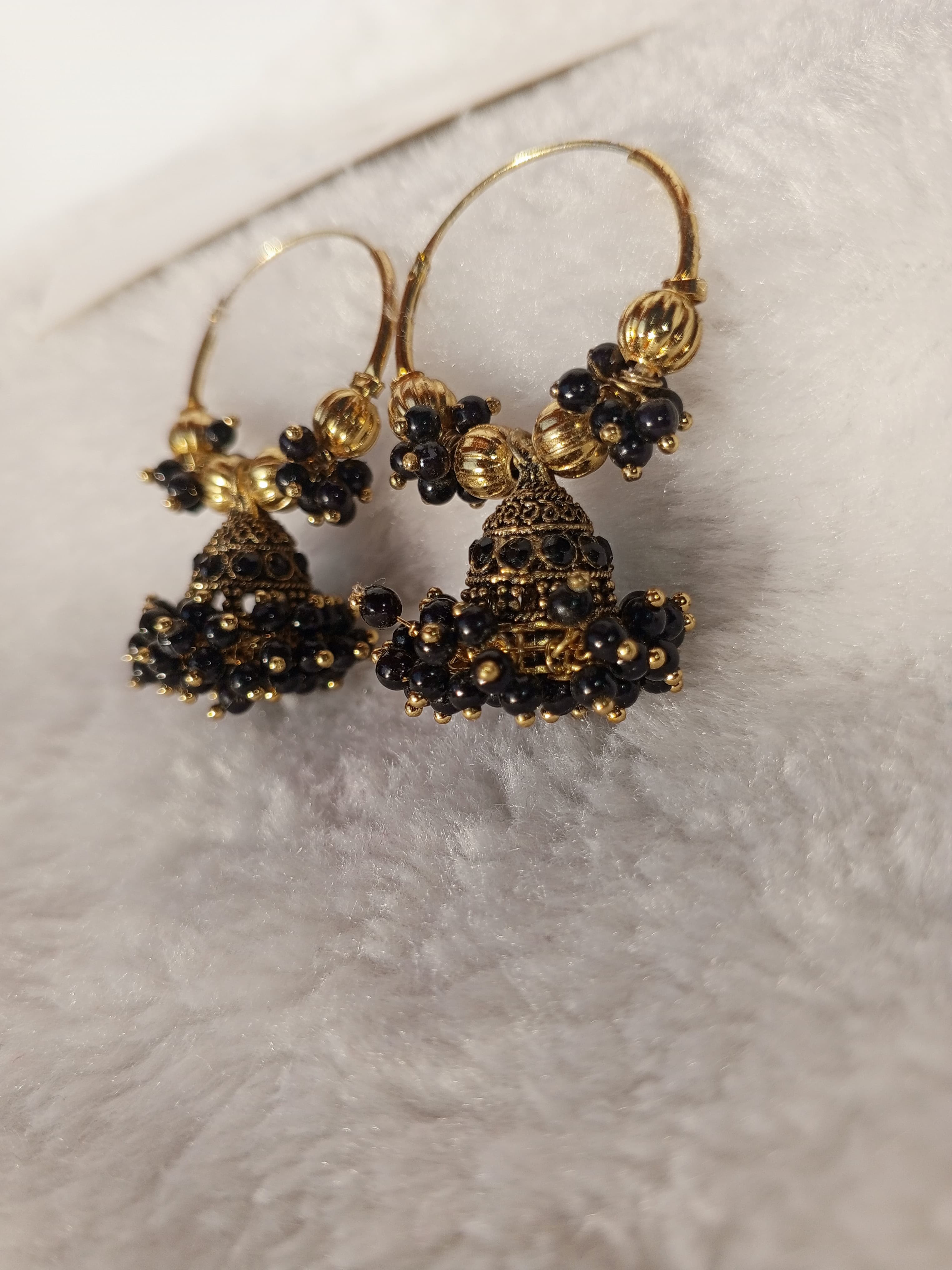 Midnight Gold Jhumka Hoops