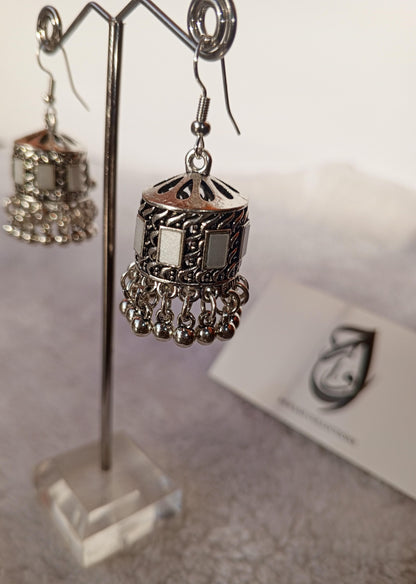 Antique Mirror Silver Jhumkay