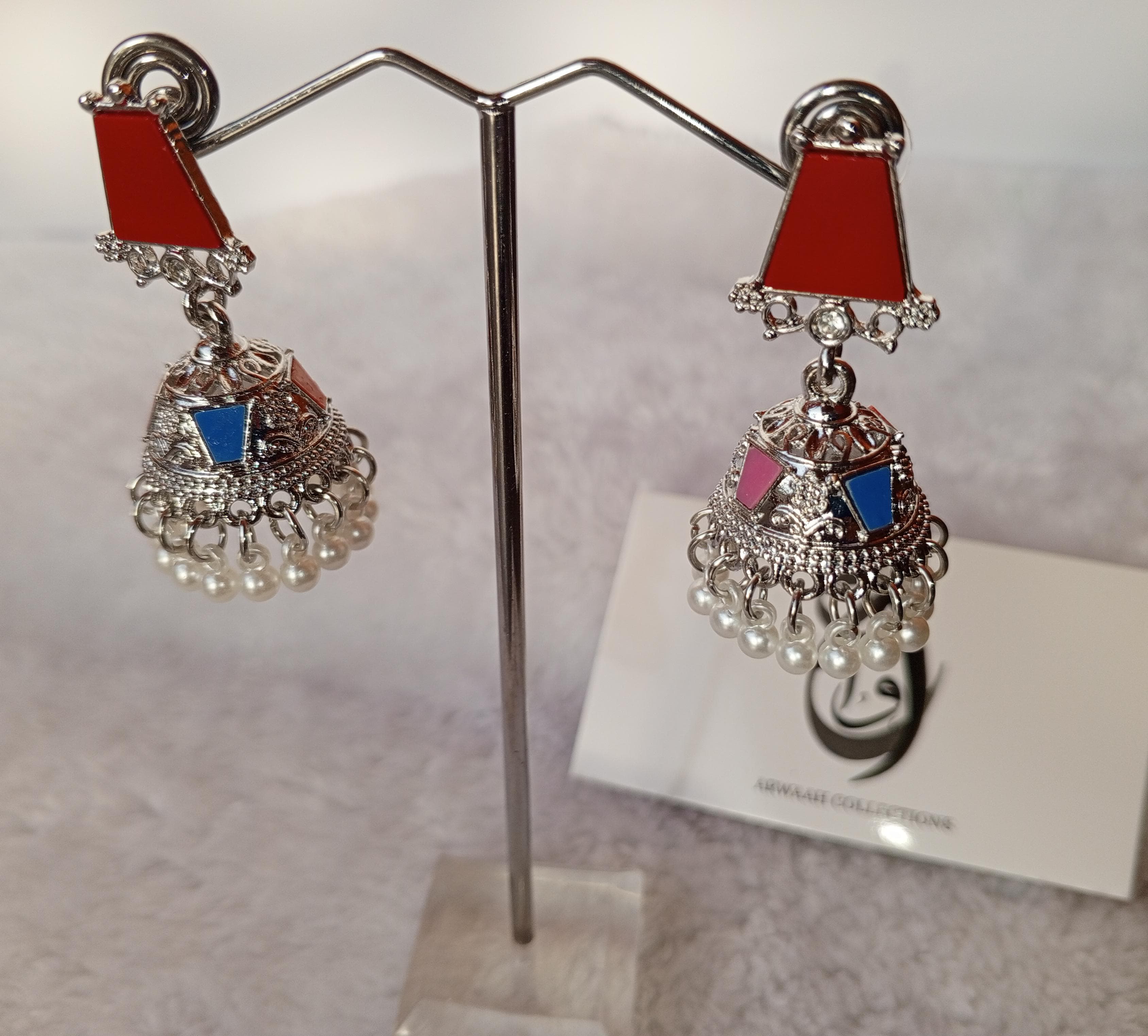 Silver Jhumkay with Pearl Fringe