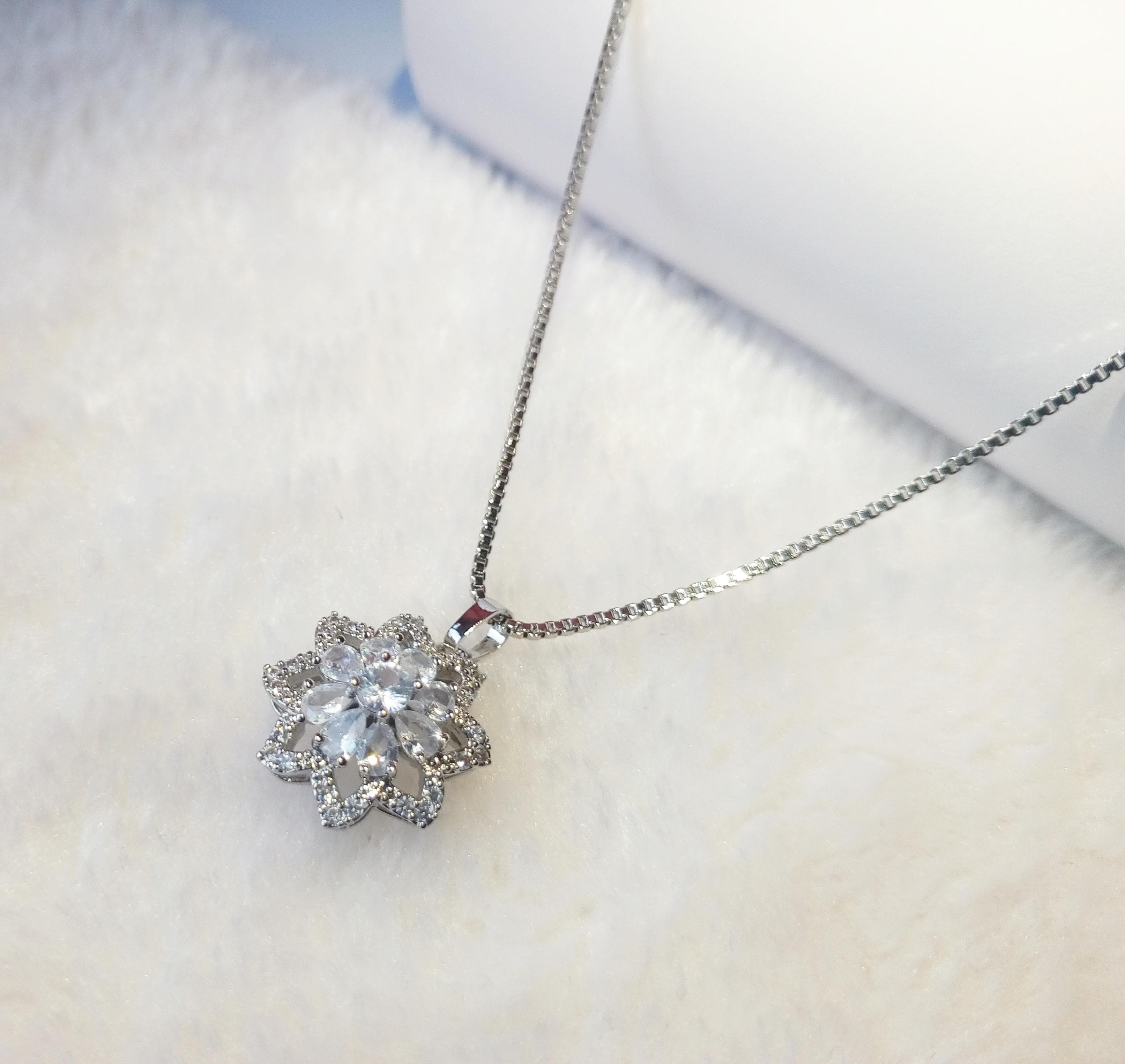 Zarqa Sitara Necklace By Arwaah Collections (Silver)