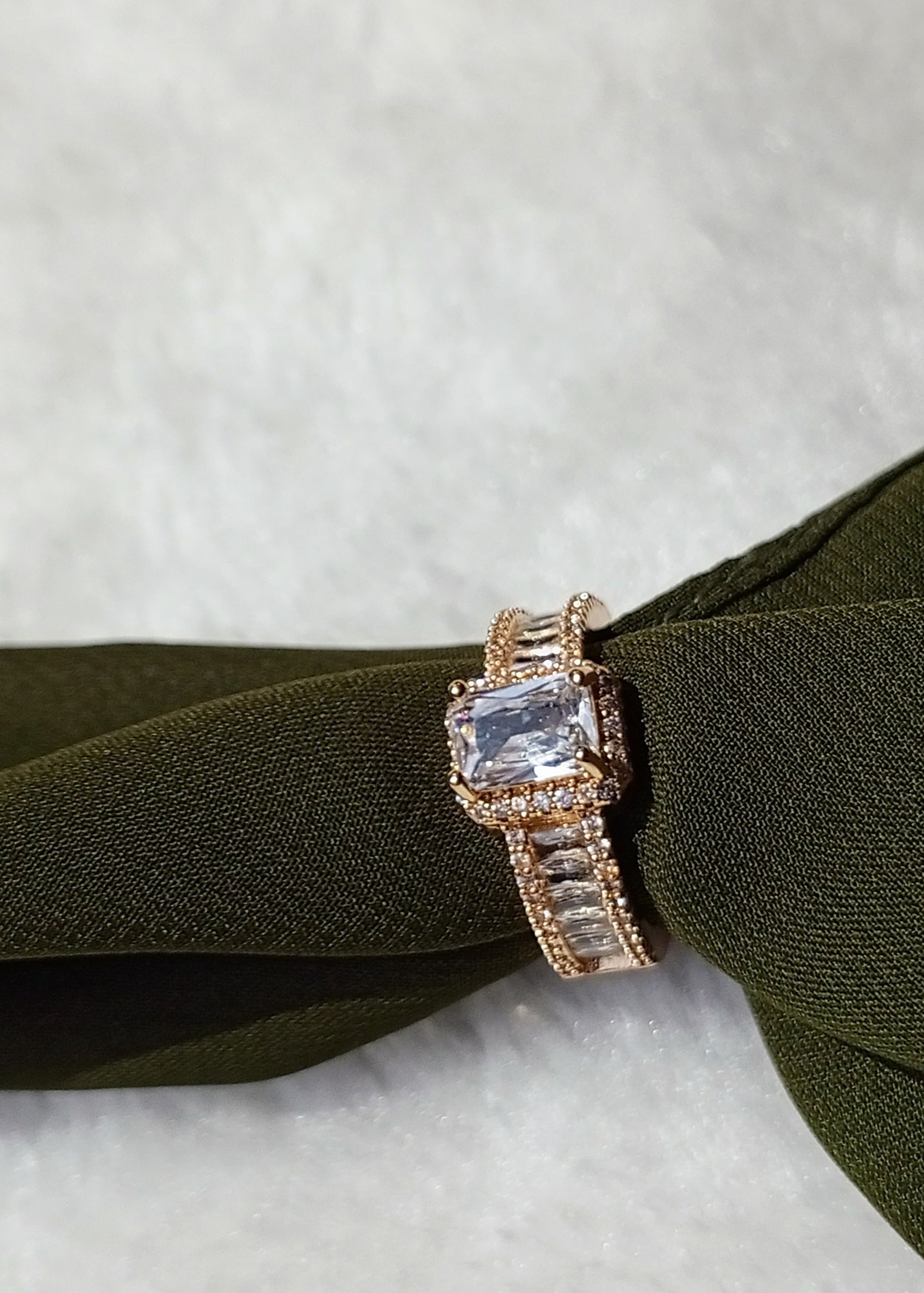 Royal Radiance Adjustable Zircon Ring – Golden