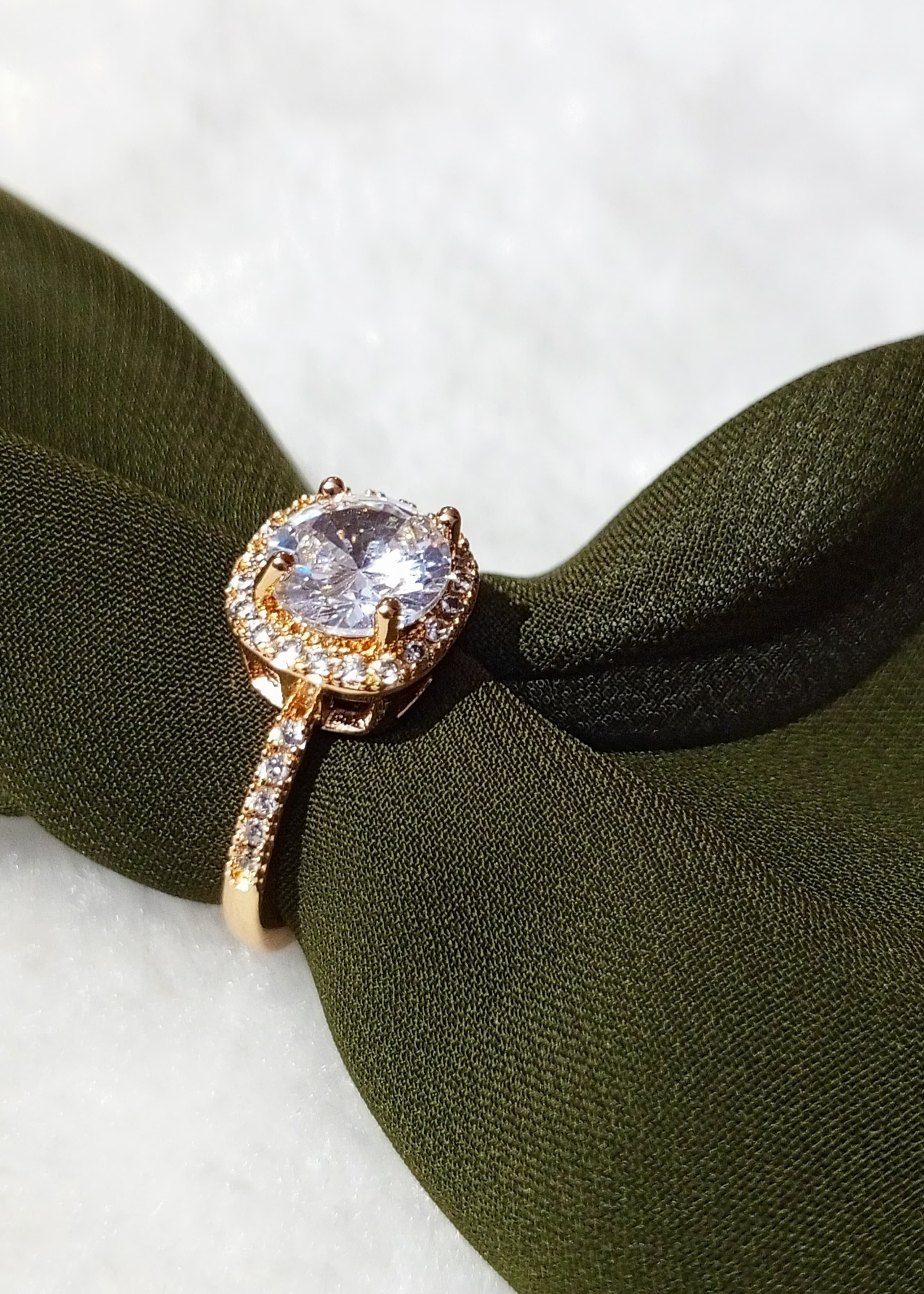 Classic Solitaire Halo Ring in Gold | ARWAAH COLLECTIONS