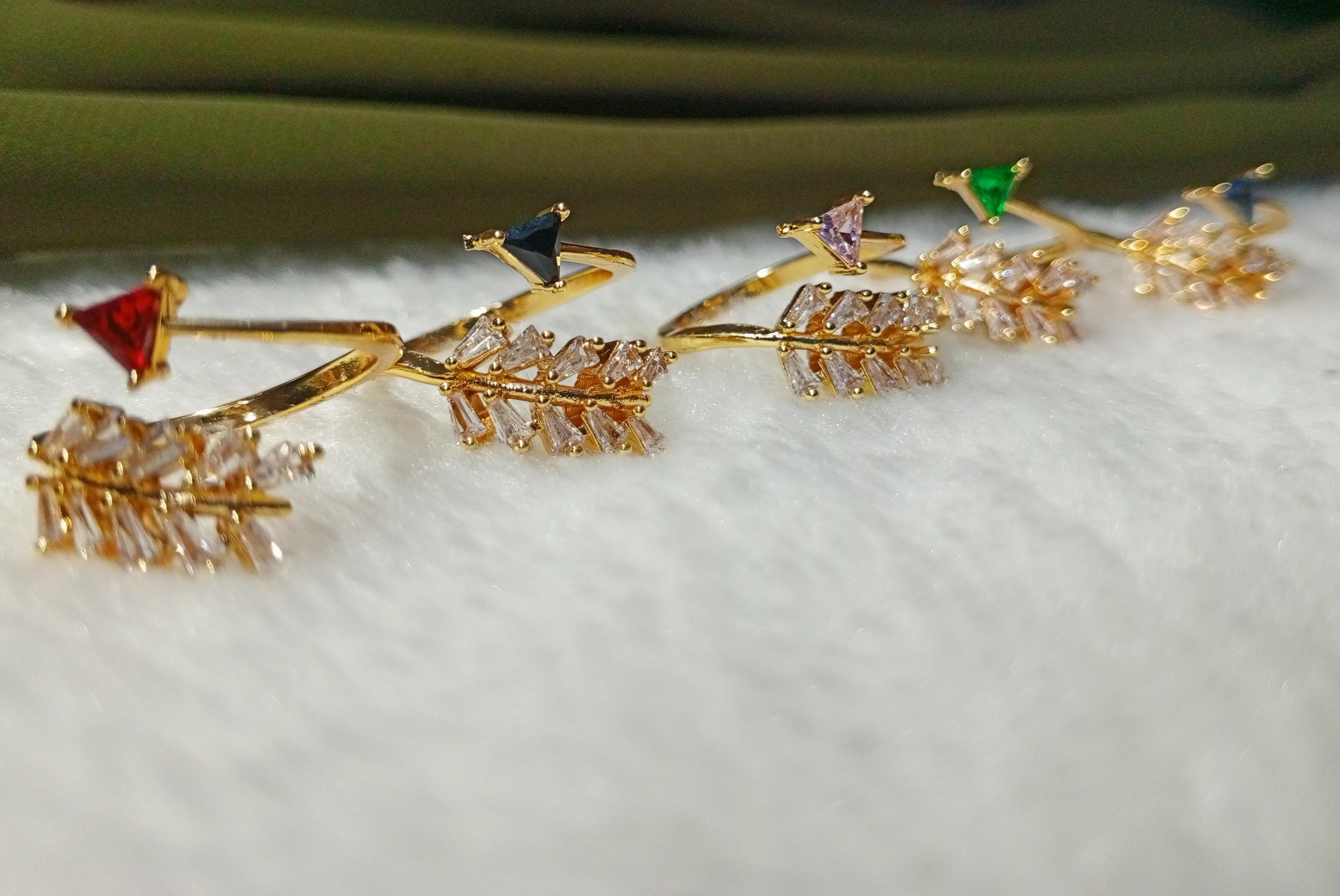 Adjustable Arrow Zircon Rings – Multi Color | ARWAAH COLLECTIONS