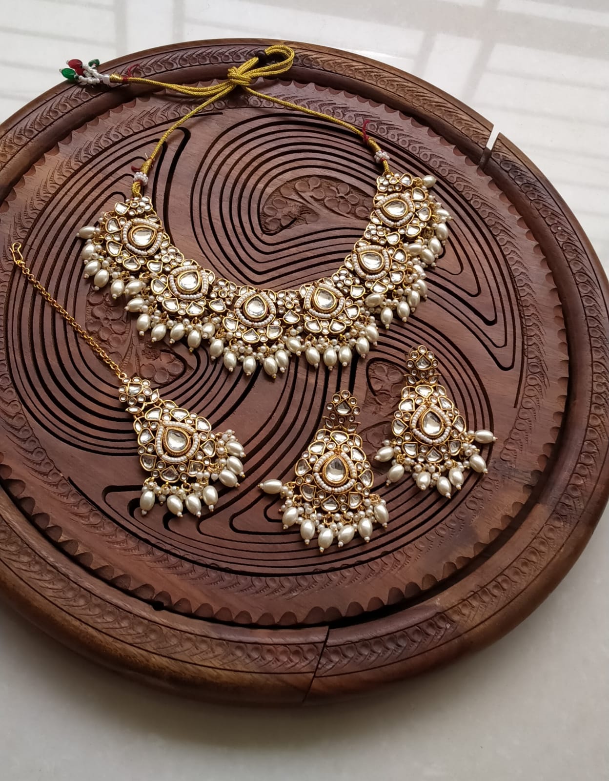 Handmade bridal chokar set with teeka & earrings