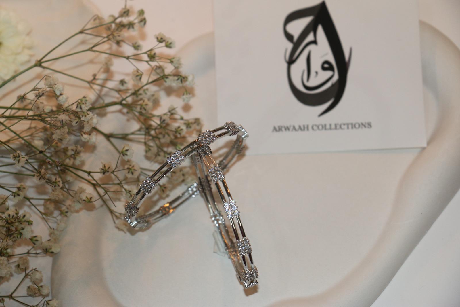 Zircon Studded Bangle Pair