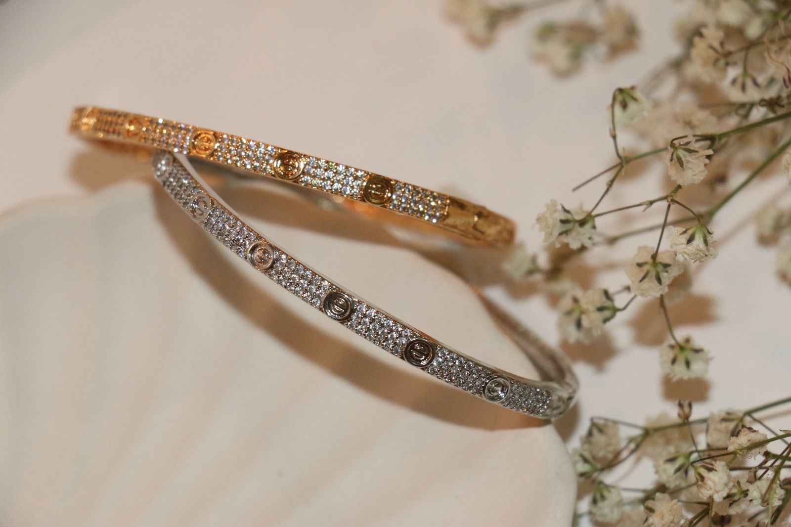 Sparkling Crystal Bangle – Gold & Silver