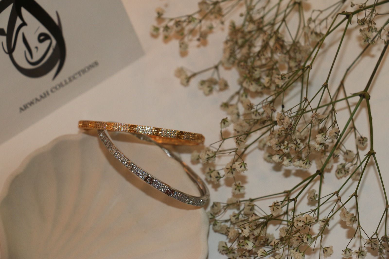 Sparkling Crystal Bangle – Gold & Silver