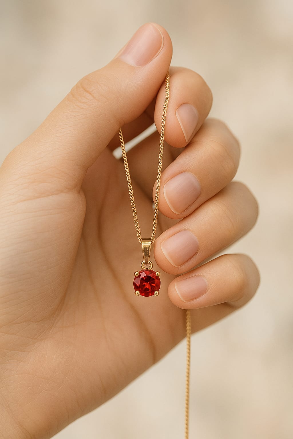Crimson Solitaire Charm Necklace – ARWAAH COLLECTIONS