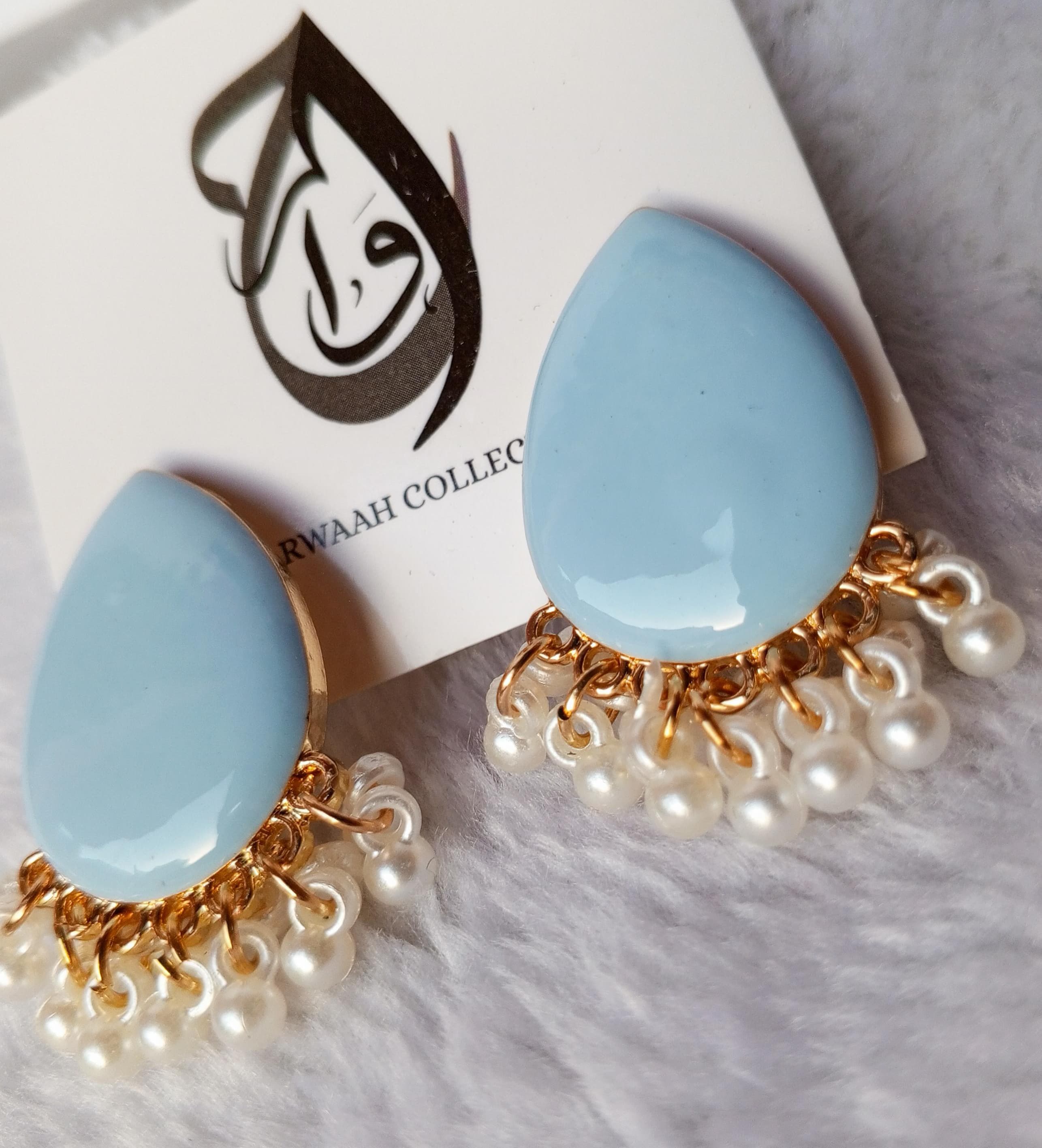 Bold Teardrop Enamel Earrings with Pearl Fringe – ARWAAH COLLECTIONS