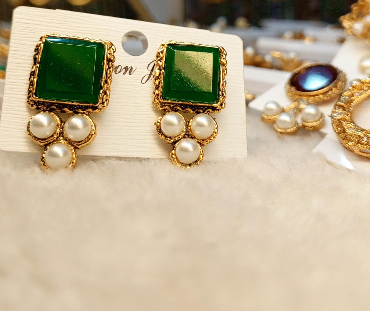 Emerald Zircon Pearl Drop Studs – ARWAAH COLLECTIONS