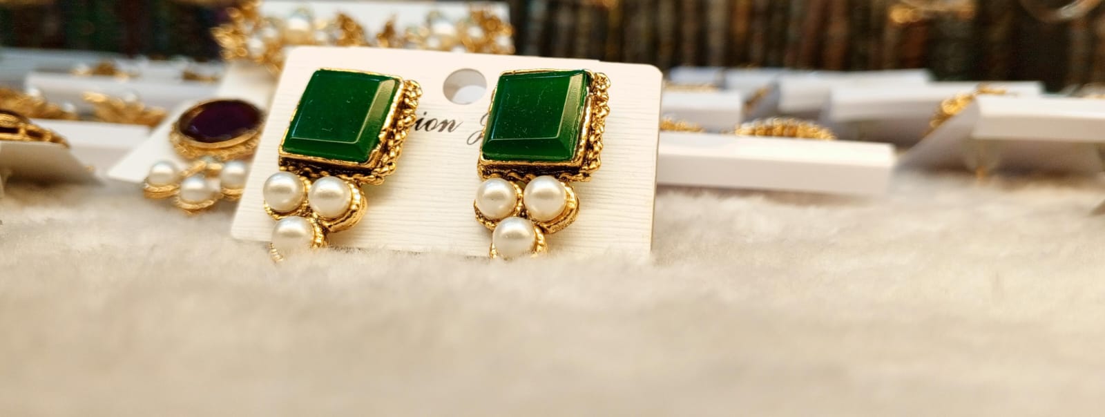 Emerald Zircon Pearl Drop Studs – ARWAAH COLLECTIONS