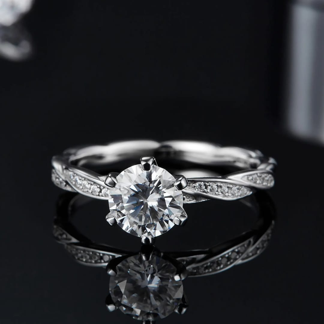 Zircon Solitaire Twist Ring