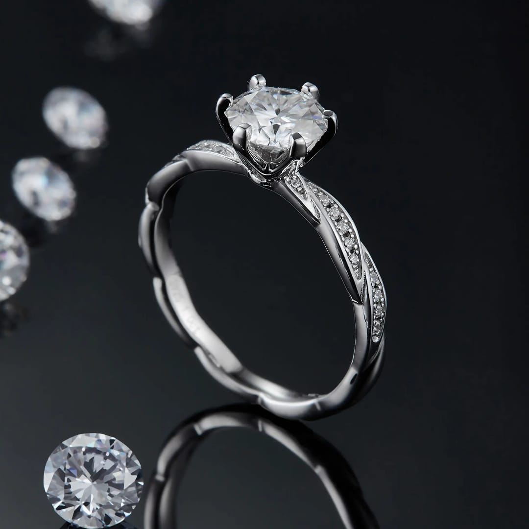 Zircon Solitaire Twist Ring