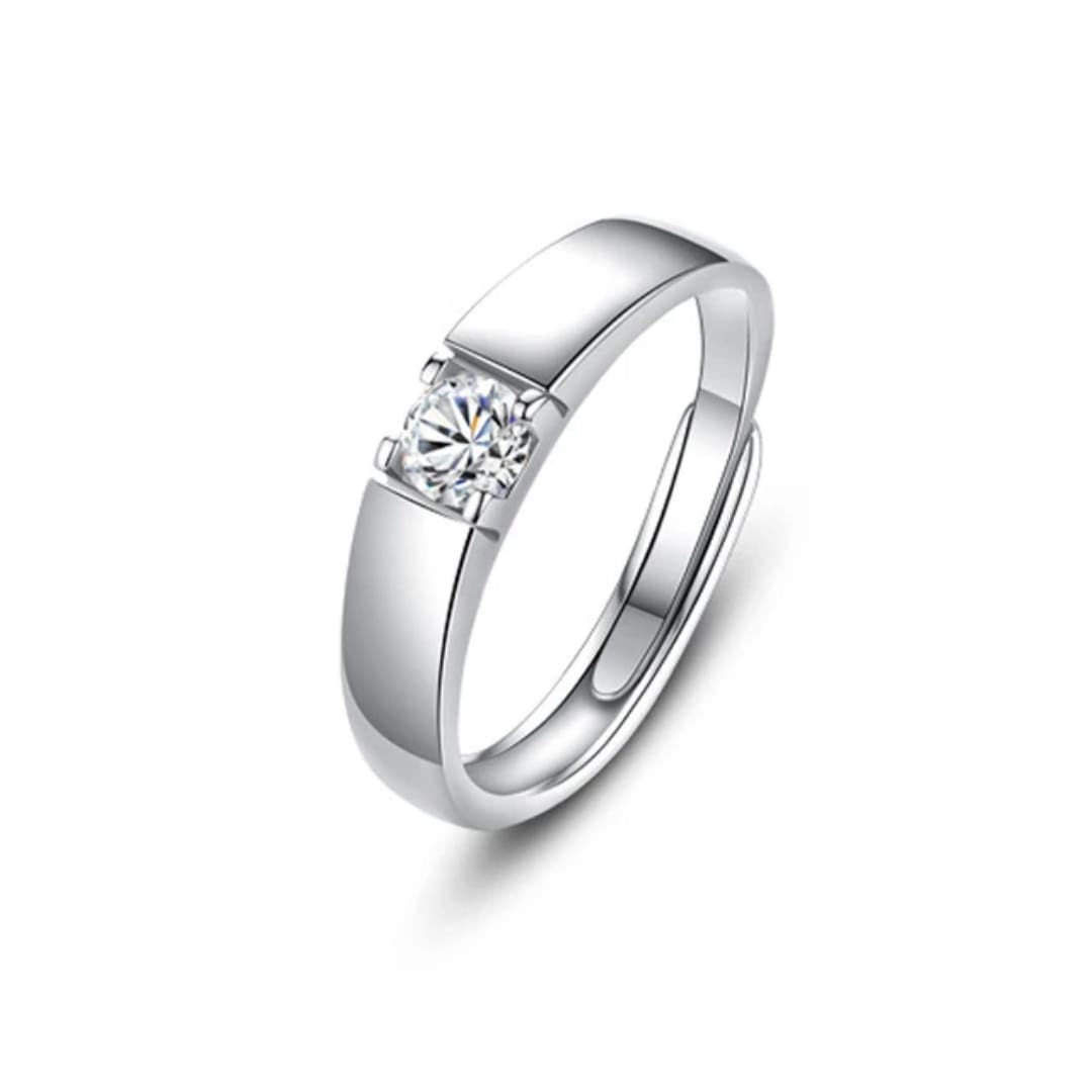 Solitaire Adjustable Ring – Silver Finish