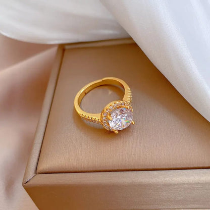Golden Spark Adjustable Oval Zircon Ring