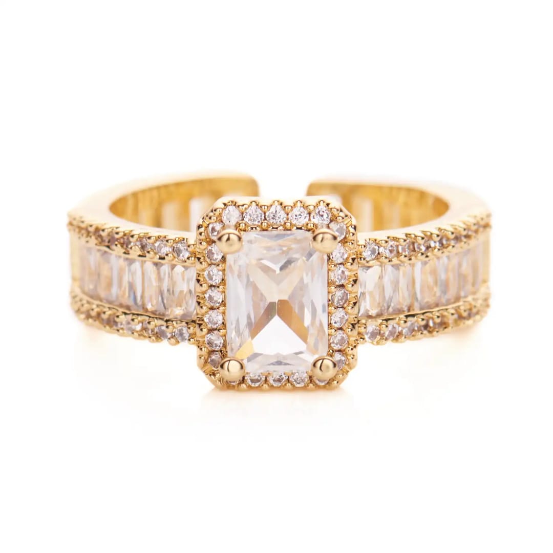 Royal Radiance Adjustable Zircon Ring – Golden