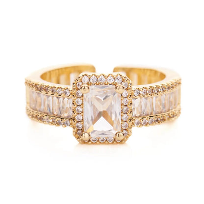 Royal Radiance Adjustable Zircon Ring – Golden