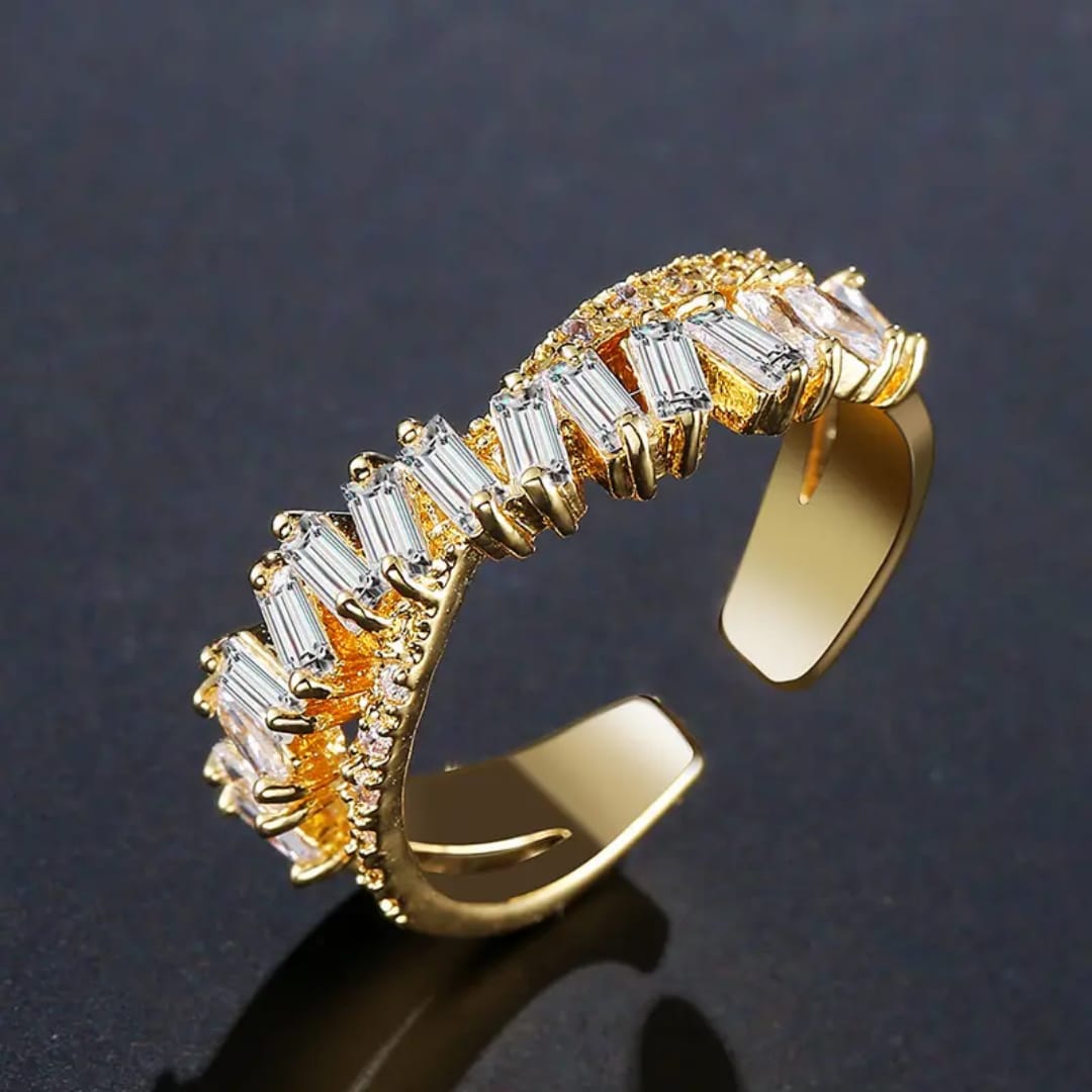 Adjustable Criss-Cross Zircon Ring