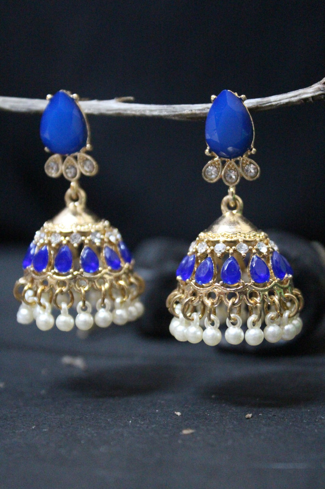 Royal Blue Stone Jhumkay