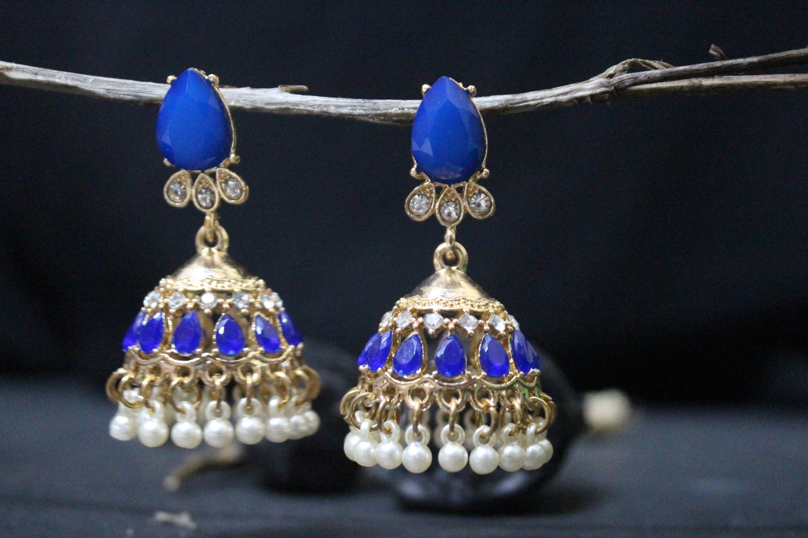 Royal Blue Stone Jhumkay