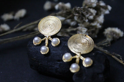Elegant Gold Pearl Stud Earrings