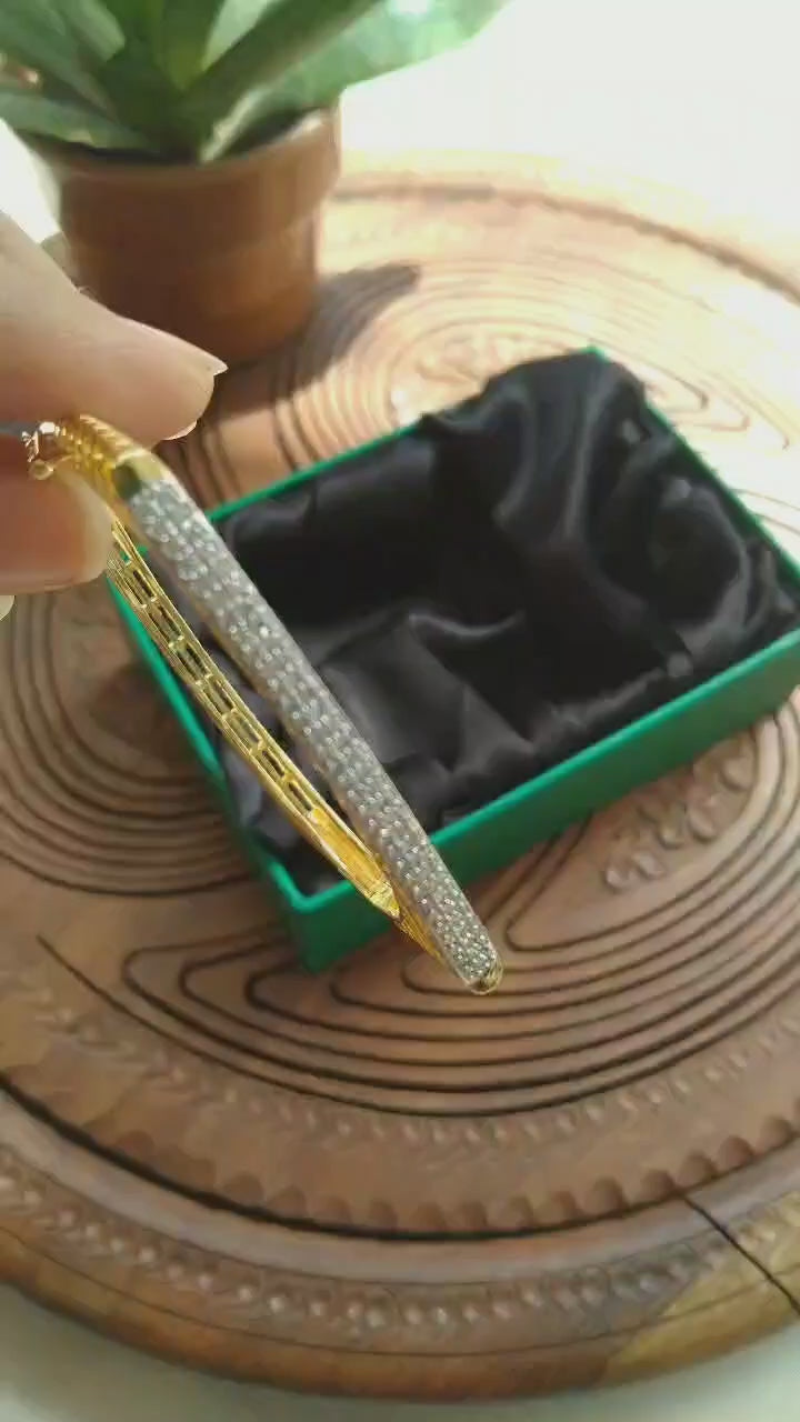 Load video: Premium AD Micro Diamond Openable Bangle