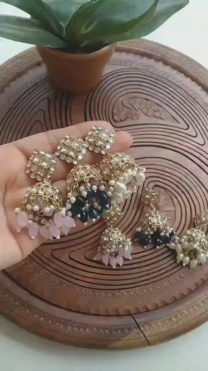 Load video: Handmade Kundan Jhumkay