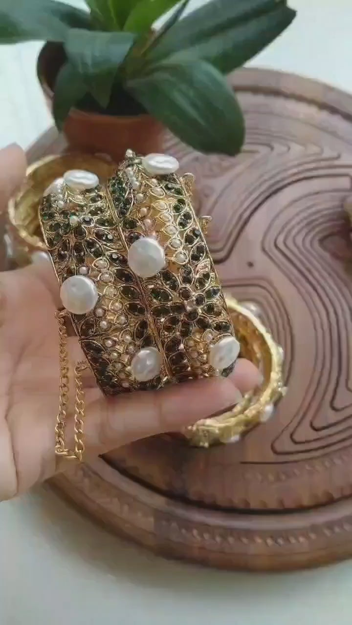 Load video: Turkish Mother Pearl Adjustable Bangle